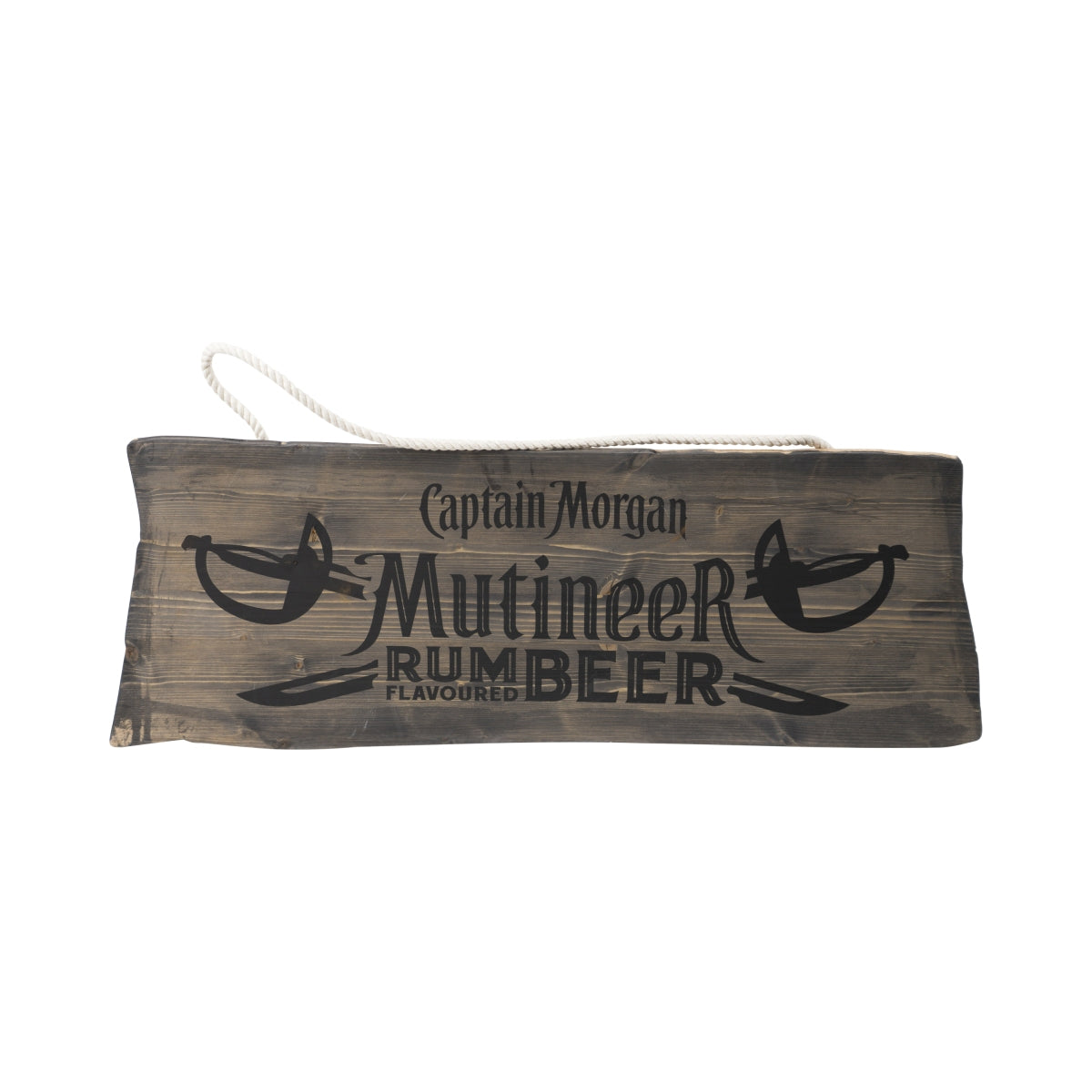 Capitaine Morgan Rhum Panneau 80x28cm en bois avec cordon « Mutineer » Décoration Bar à bière