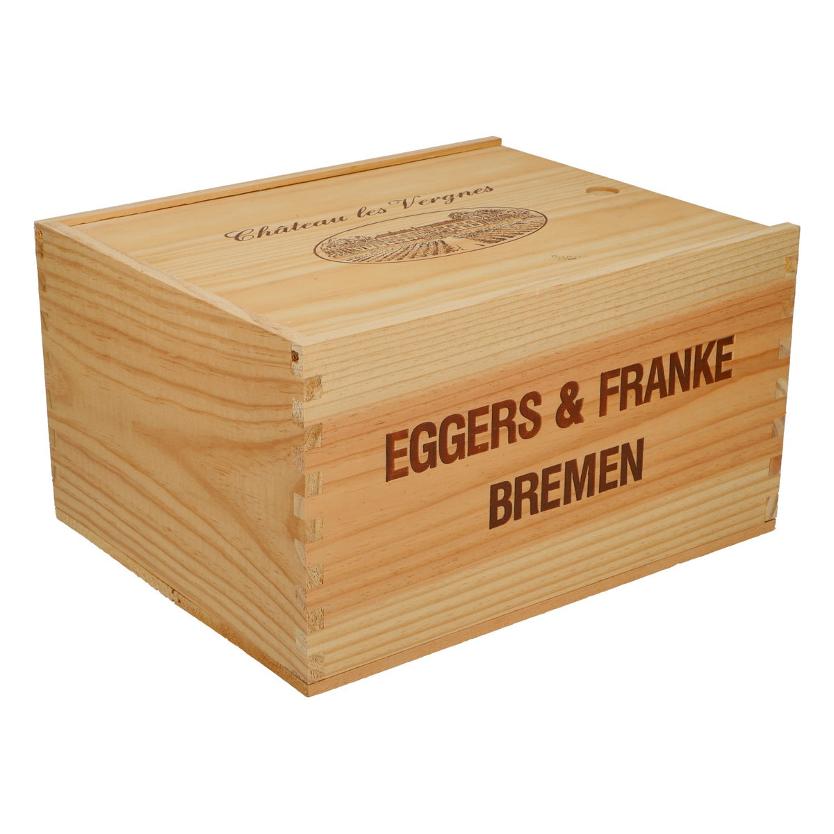 Caisse en bois « Château les Vergnes » pour la décoration d'intérieur, 33 x 27 x 18,5 cm