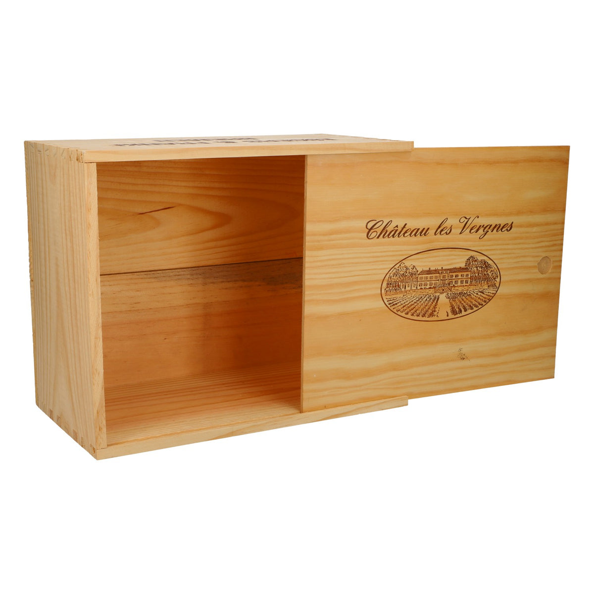 Caisse en bois « Château les Vergnes » pour la décoration d'intérieur, 33 x 27 x 18,5 cm – Vue 4
