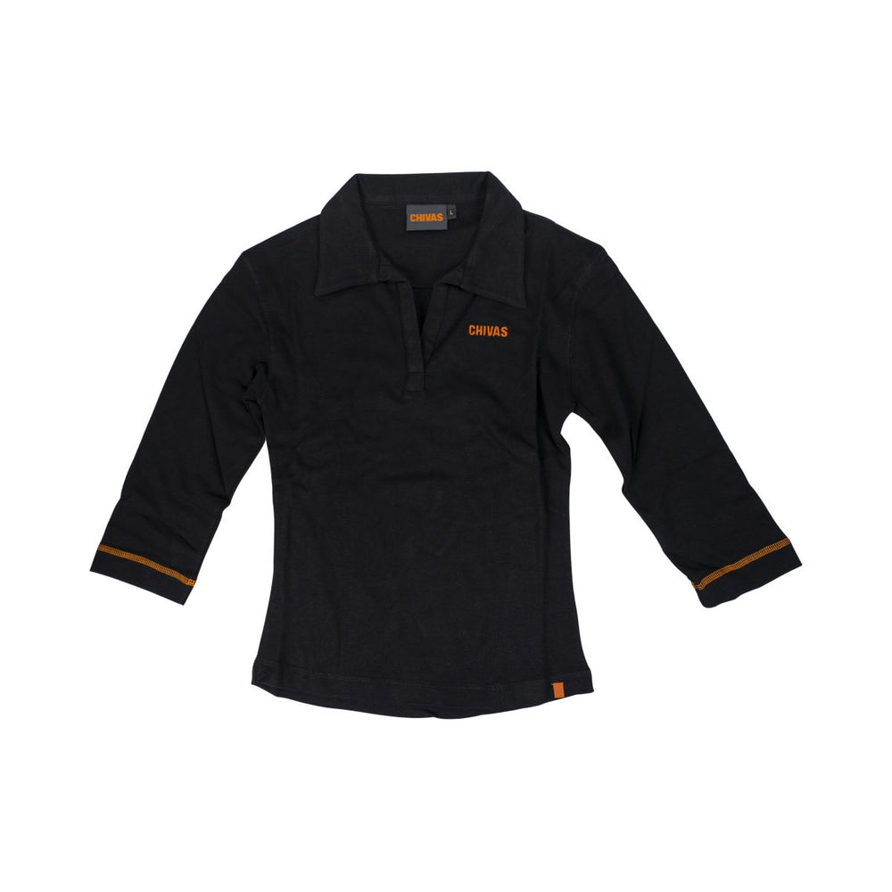 Chemise polo Chivas Regal Chemise girly Taille L Manches longues Noir Logo brodé