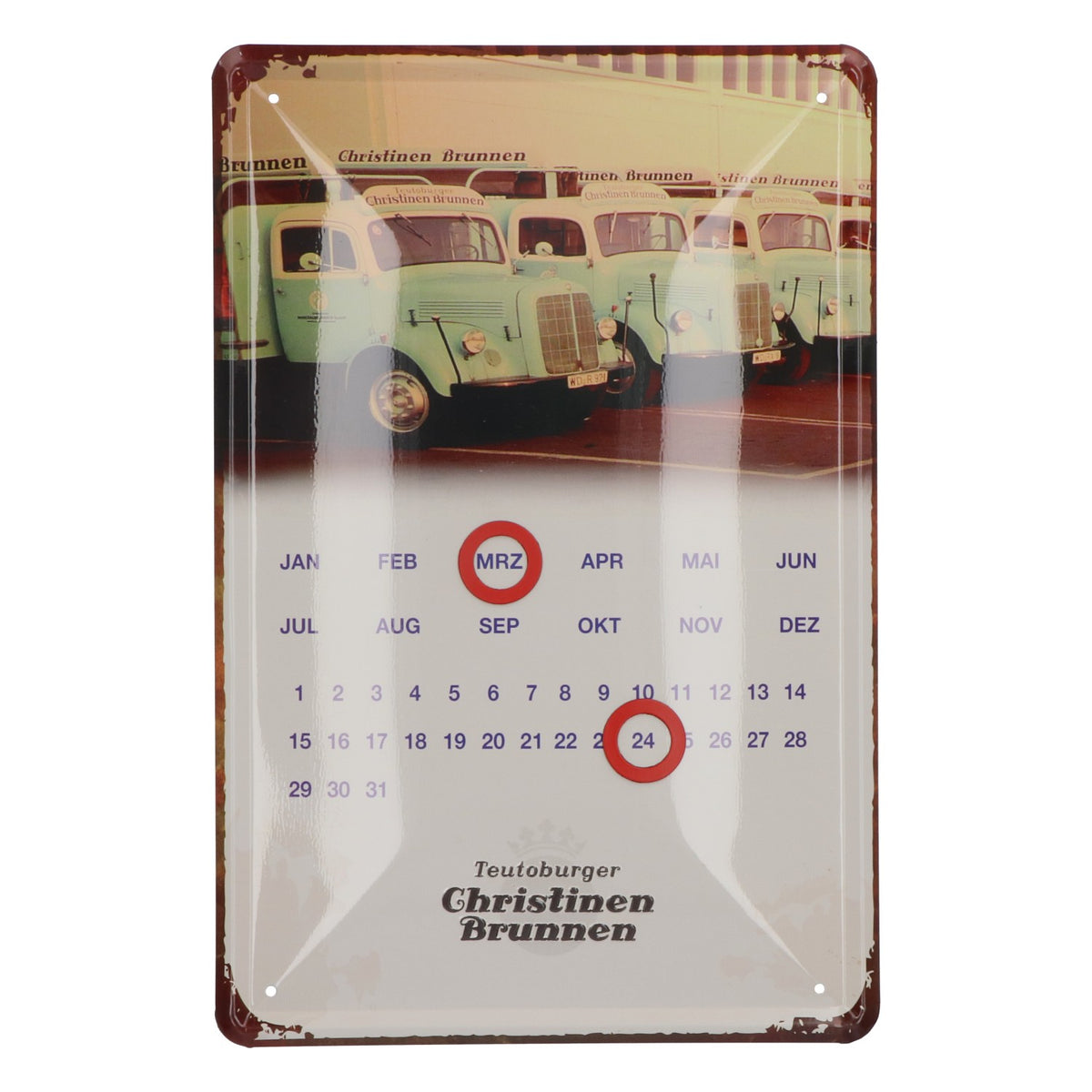 Christine Wasser - Plaque métallique « Calendrier perpétuel » style Teutoburger rétro vintage