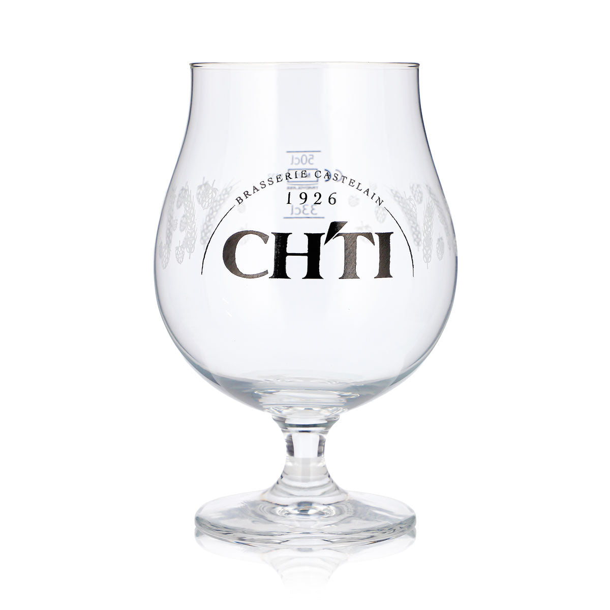 Verre à bière CHTI 0,65 l, forme tulipe, Brasserie Castelain 1926, motif « céréales » – Vue 2