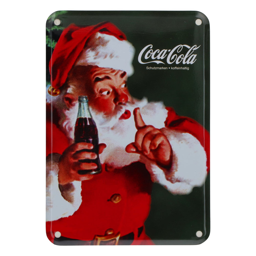 Plaque en métal Coca-Cola Père Noël 10,5 x 15 cm, décoration rétro