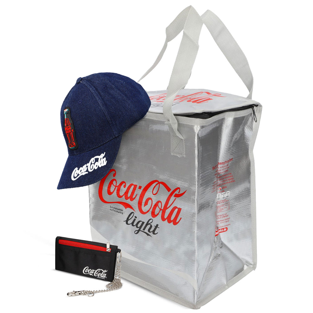 Coca Cola Fan Bundle Set I composé d'un portefeuille, d'un sac isotherme et d'une casquette de baseball