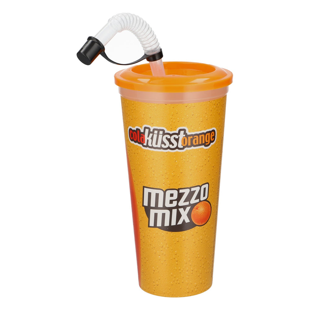 Gobelet réutilisable Coca-Cola Mezzo Mix, motif « Love », avec paille, 0,6 l, en plastique