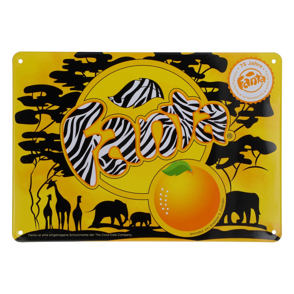 Plaque métallique décorative Coca-Cola et Fanta Safari 75 ans  21 x 15 cm