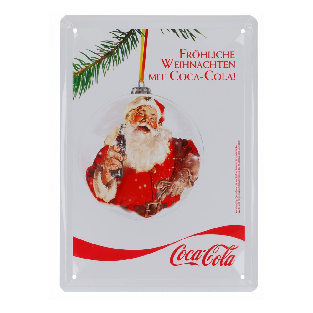 Plaque murale en métal Coca Cola Softdrink 21x15 cm « Joyeux Noël avec Coca-Cola »