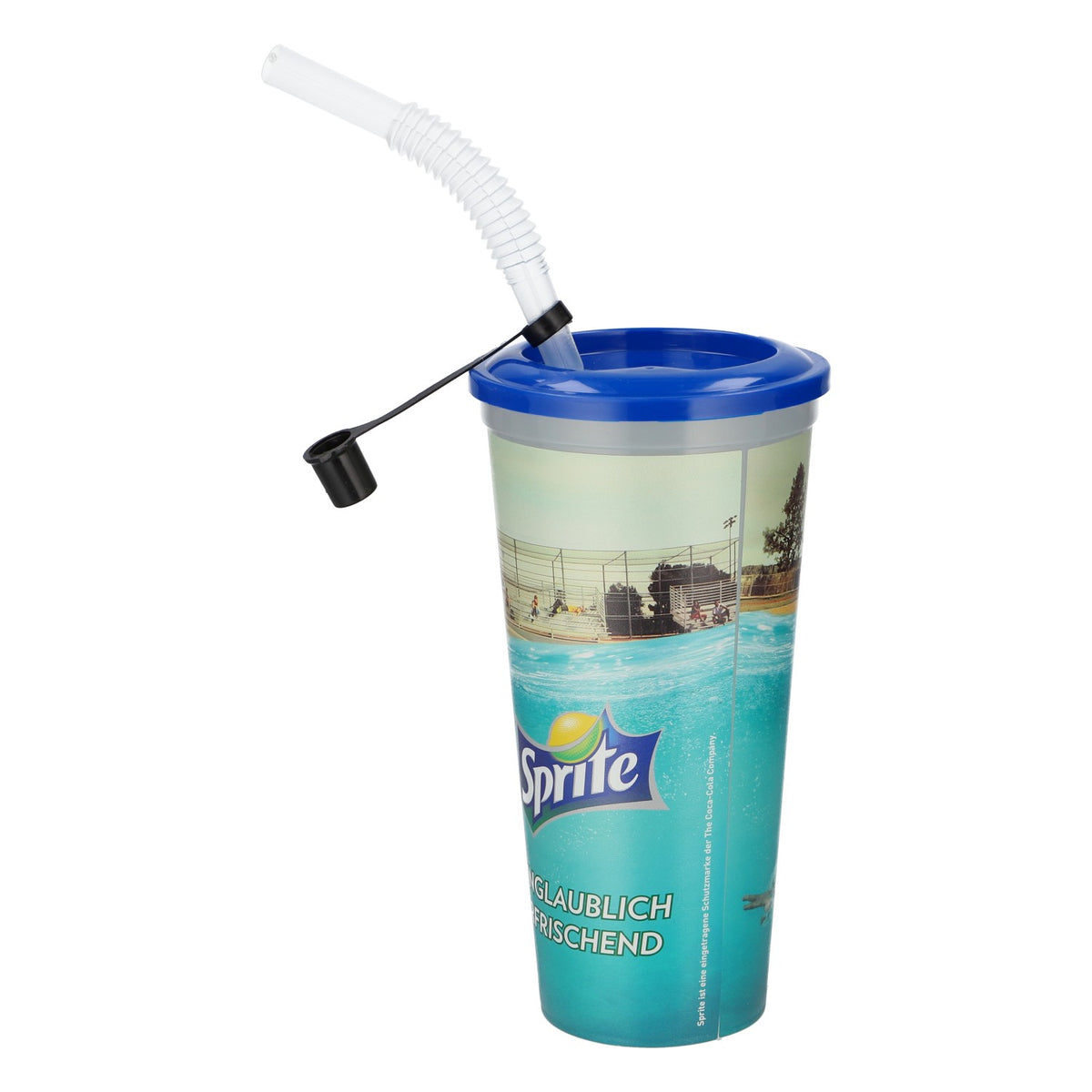 Gobelet réutilisable Coca-Cola Sprite avec paille, 0,6 l, motif « Baignade », en plastique – Vue 3