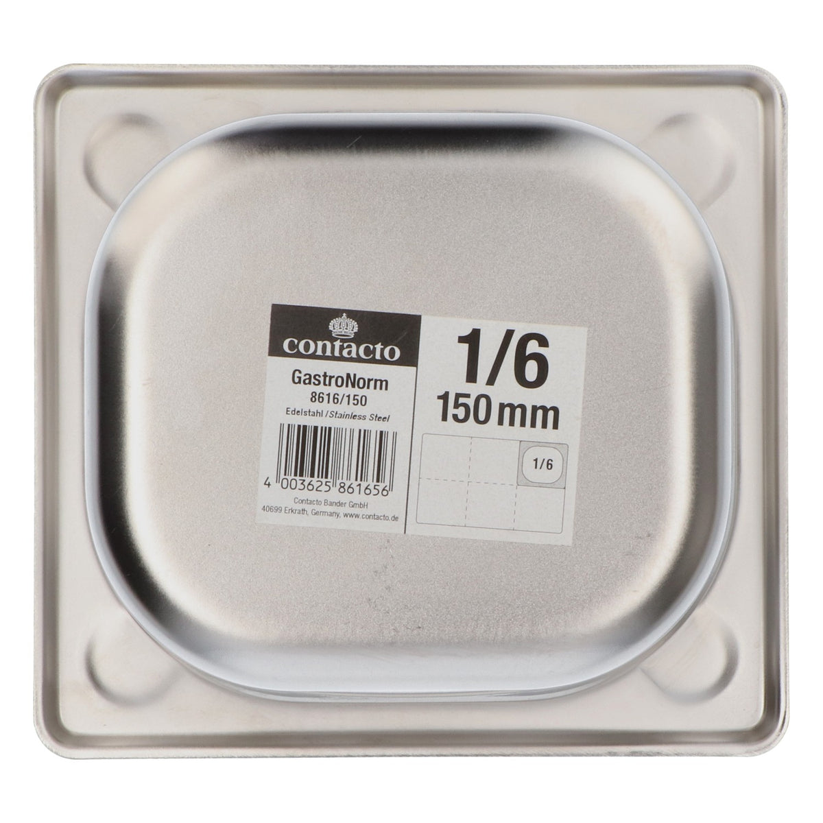 Contacto Récipient GN en acier inoxydable 1/6, 150 mm avec poignées rabattables Gastro – Vue 4
