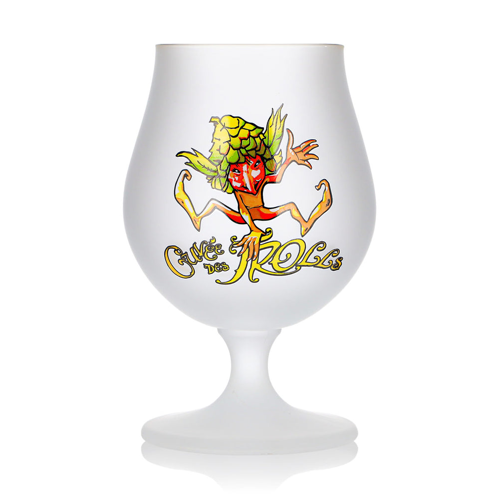 Verre à bière « Cuvée des Trolls » 0,25 l, forme tulipe, logo Troll, verre dépoli, verre à bière de type coupe