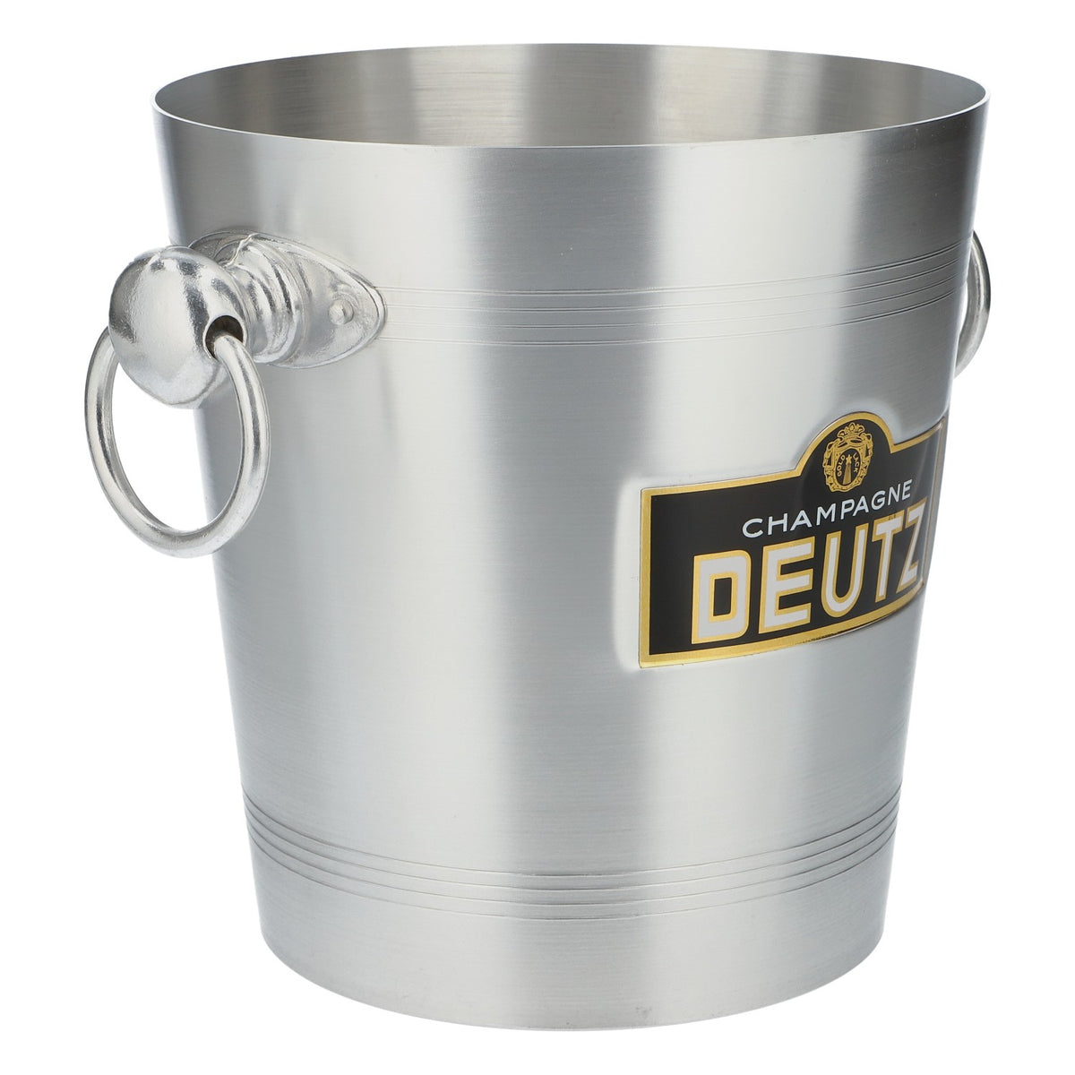 Seau à glace Deutz Champagne, refroidisseur de bouteilles en métal argenté avec poignée – Vue 2