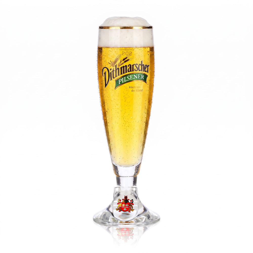 Verre à bière de Dithmarschen, 0,2 l, forme coupe, Pilsener, bord doré