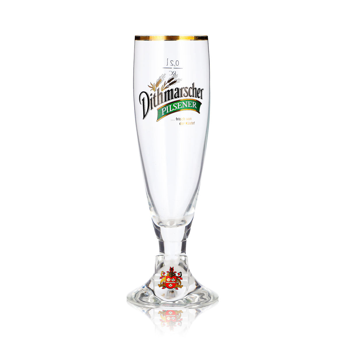 Verre à bière de Dithmarschen, 0,2 l, forme coupe, Pilsener, bord doré – Vue 2