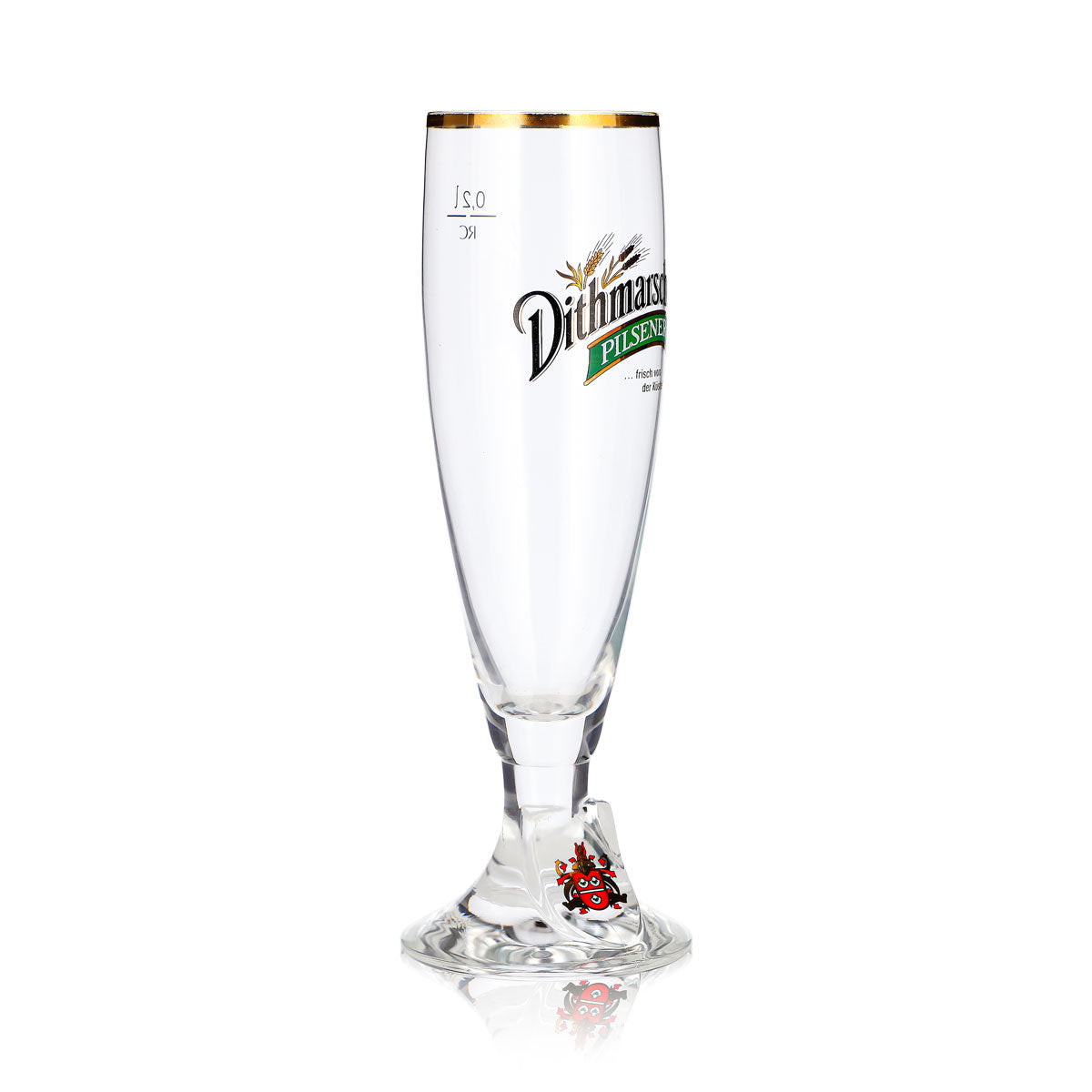 Verre à bière de Dithmarschen, 0,2 l, forme coupe, Pilsener, bord doré – Vue 3