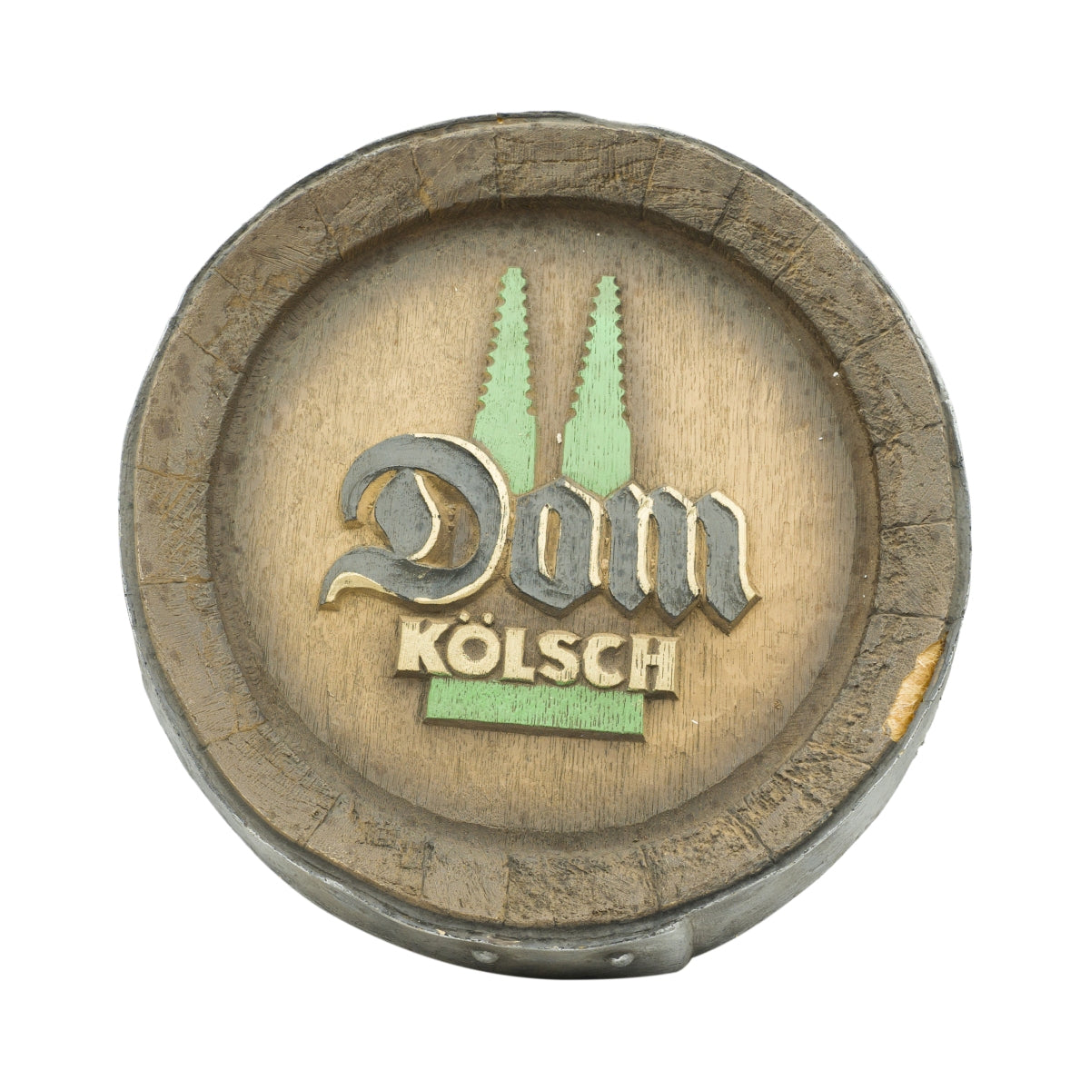 Dom Kölsch Bière en fût Couvercle Panneau publicitaire Aspect bois Fond du fût Plastique vert