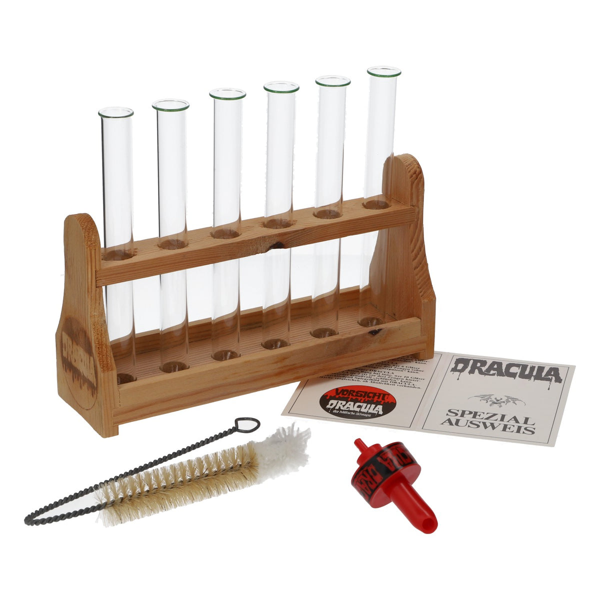 Set de 6 verres à shot Dracula avec support en bois – Vue 4