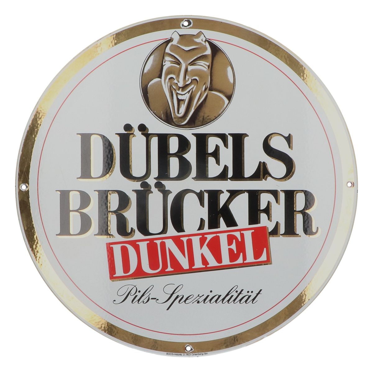 Dübelsbrücker XL Plaque émaillée 40 x 40 cm foncée Plaque murale Plaque publicitaire Merch
