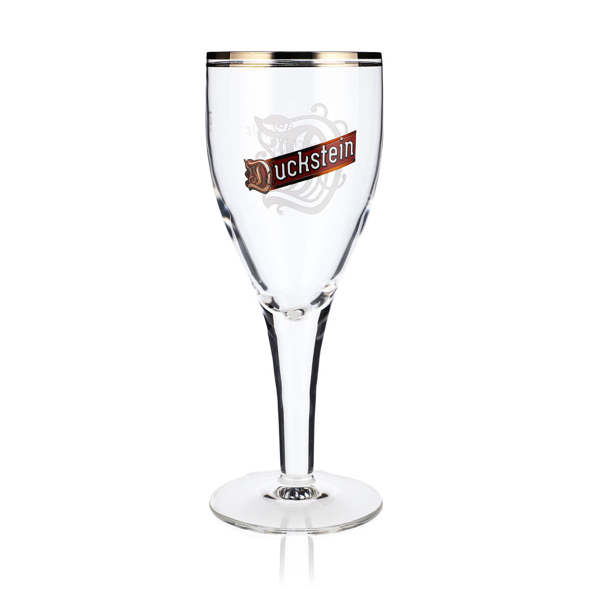 Verre à bière Duckstein 0,3 l, forme coupe, double bord platine, grand logo Sahm Harzer