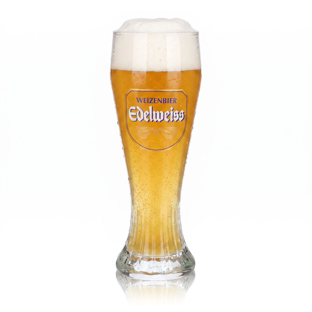 Verre à bière Edelweißbrauerei, 0,5 l, forme de coupe, verre à bière de blé, relief « Sahm »