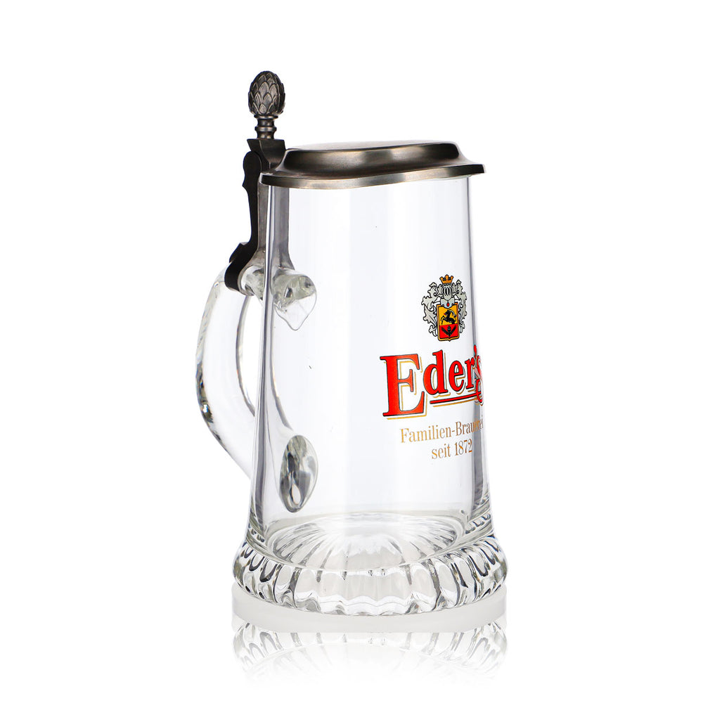 Verre à bière Eder, chope de 0,48 l avec couvercle en étain. Brasserie familiale depuis