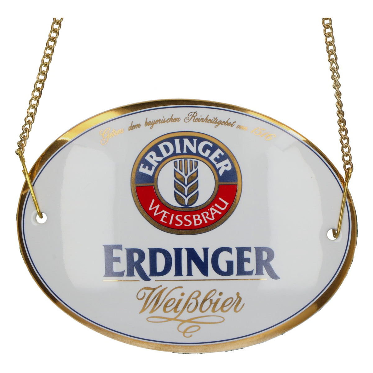 Plaque en céramique blanche « Erdinger » pour robinet à bière, 12 x 9 cm, neuve – Vue 3
