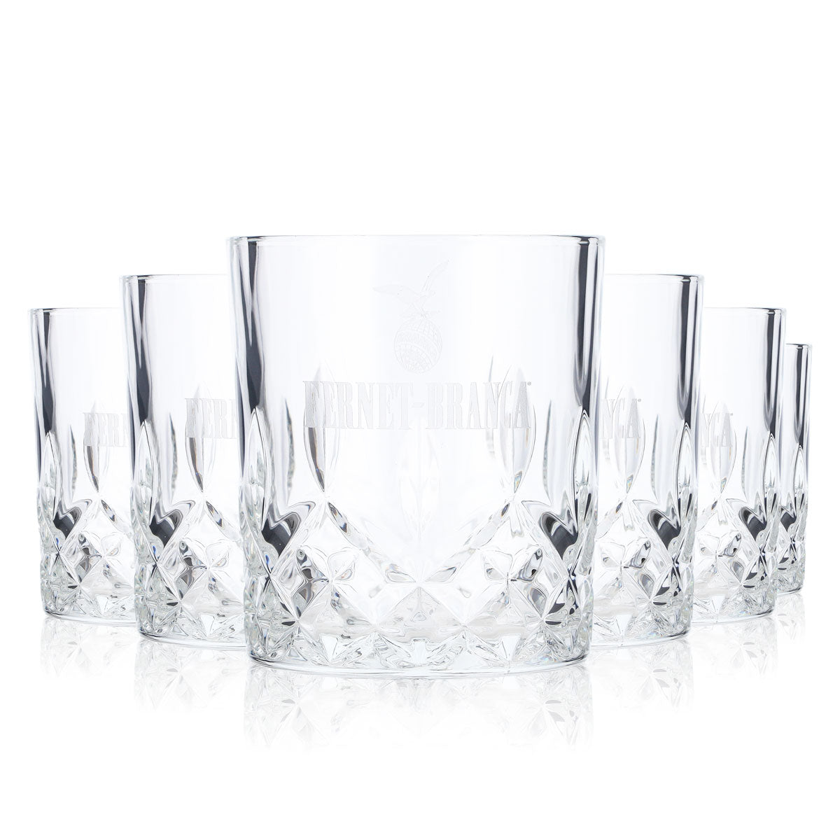 Lot de 6 verres Fernet Branca – Verres à pied de 0,24 l avec relief en cristal, pour le Fernet-Tonic, les digestifs et les cocktails – Vue 3