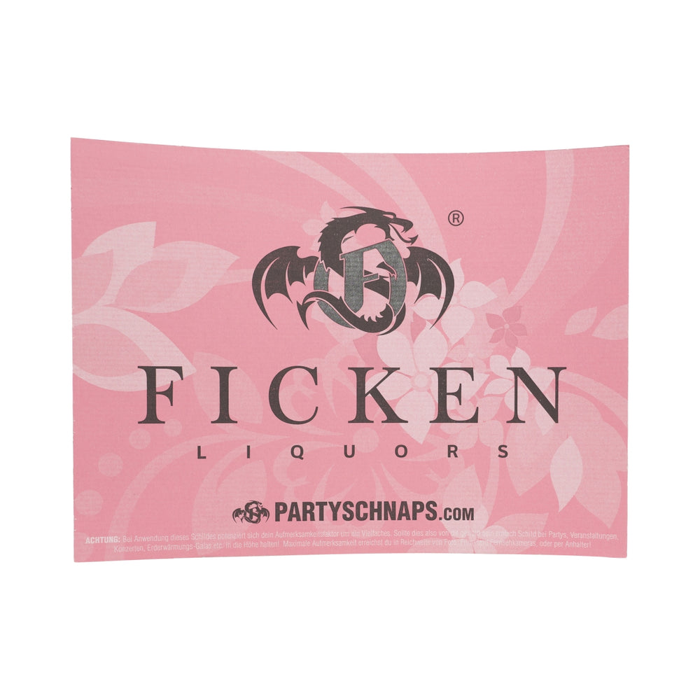 Liqueur « Ficken » (baise) Panneau en carton Logo rose Festival Tableau mural Blague Camping Panneau