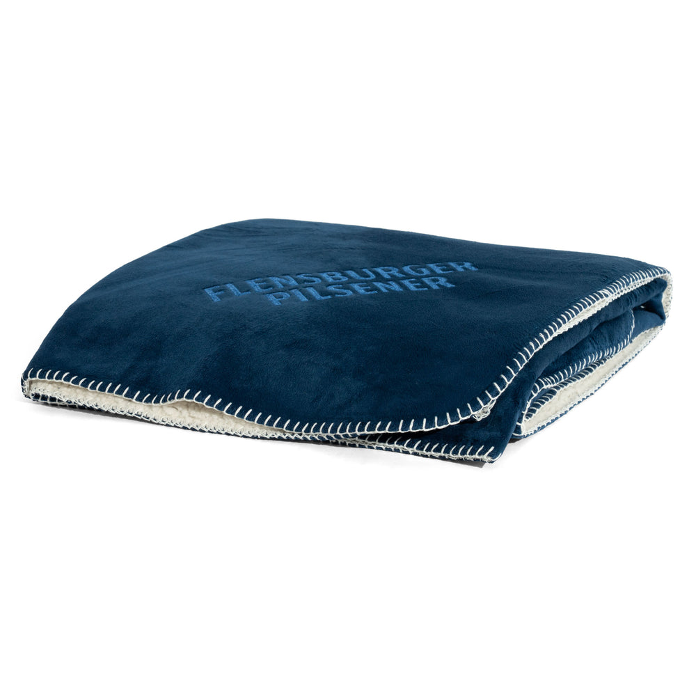 Couverture polaire Flensburger Bier Couverture douillette Couverture de terrasse Couverture 130 x 180 cm Bleue