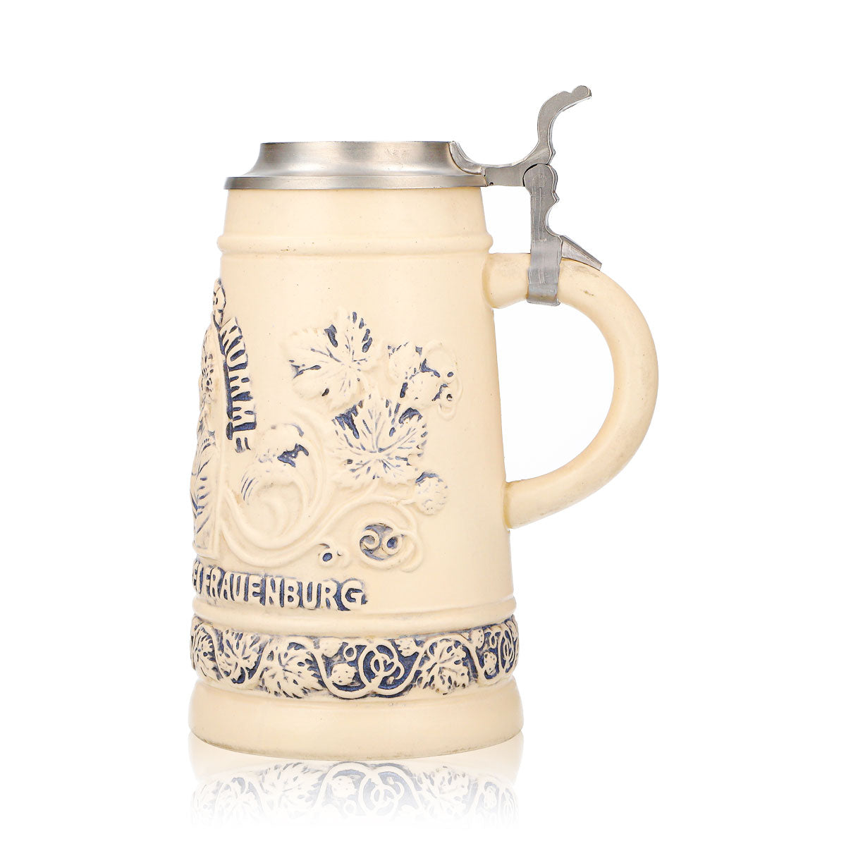 Verre à bière « Mumme » de Frauenburg, chope en terre cuite de 0,74 l avec couvercle en étain, décor en relief représentant Copernic – Vue 5