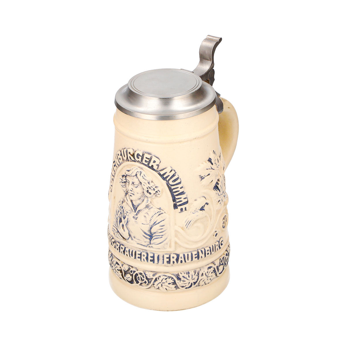 Verre à bière « Mumme » de Frauenburg, chope en terre cuite de 0,74 l avec couvercle en étain, décor en relief représentant Copernic – Vue 6