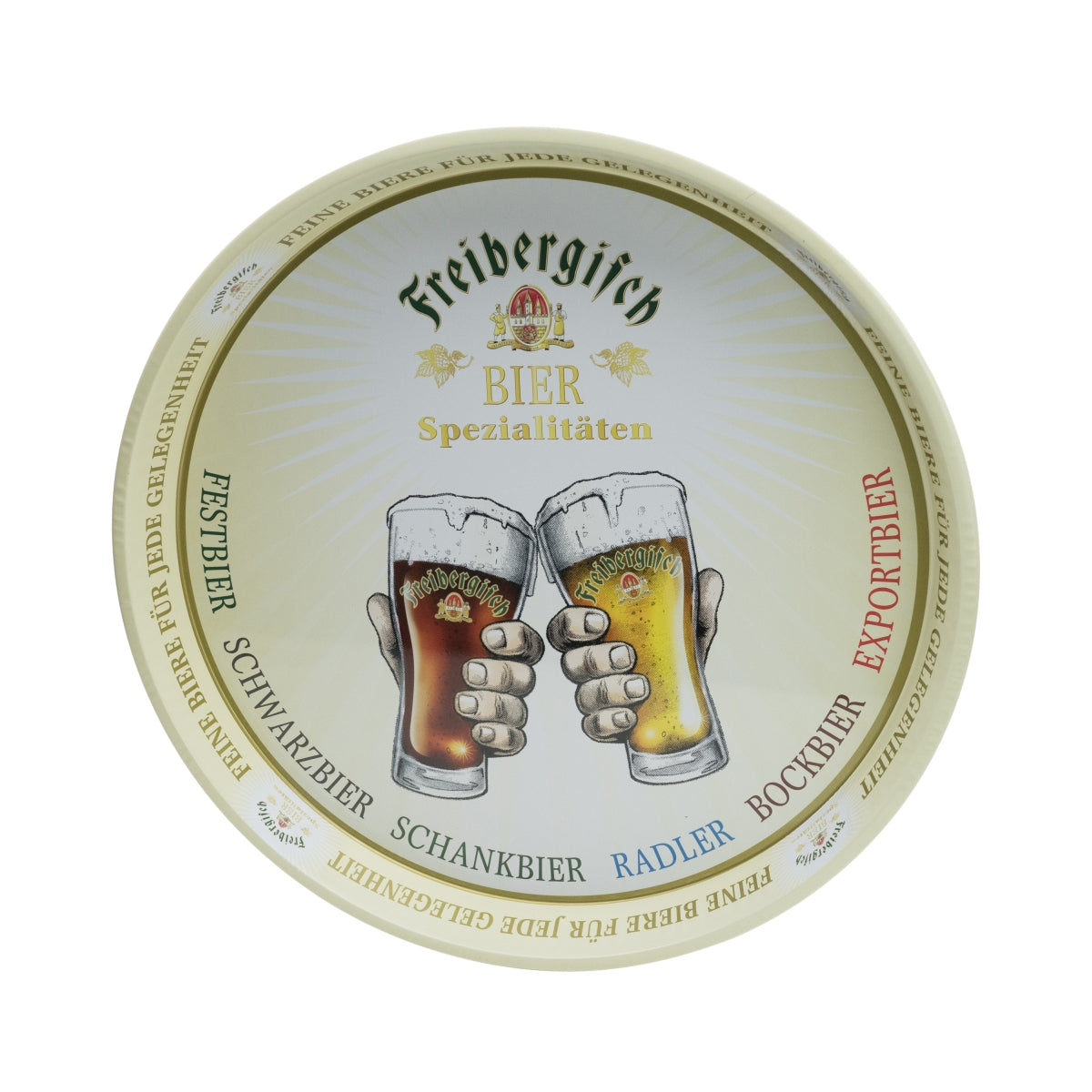 Plateau à bière Freiberger Plateau de service Plateau de serveur Or/Blanc Tôle