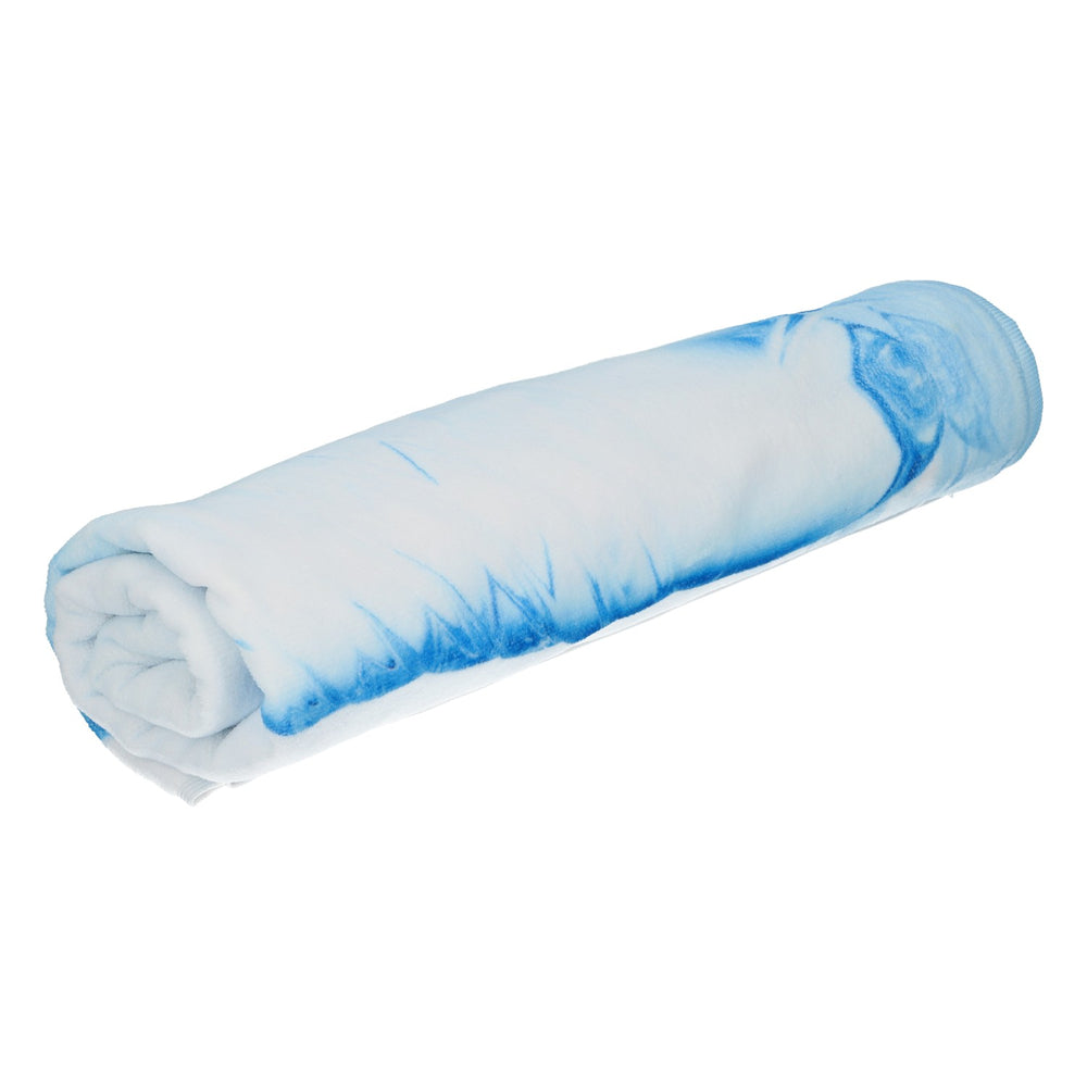 Couverture polaire Fürst Bismarck « Wasser » avec motif de bouteilles, blanche, 176 x 71 cm, couverture douillette