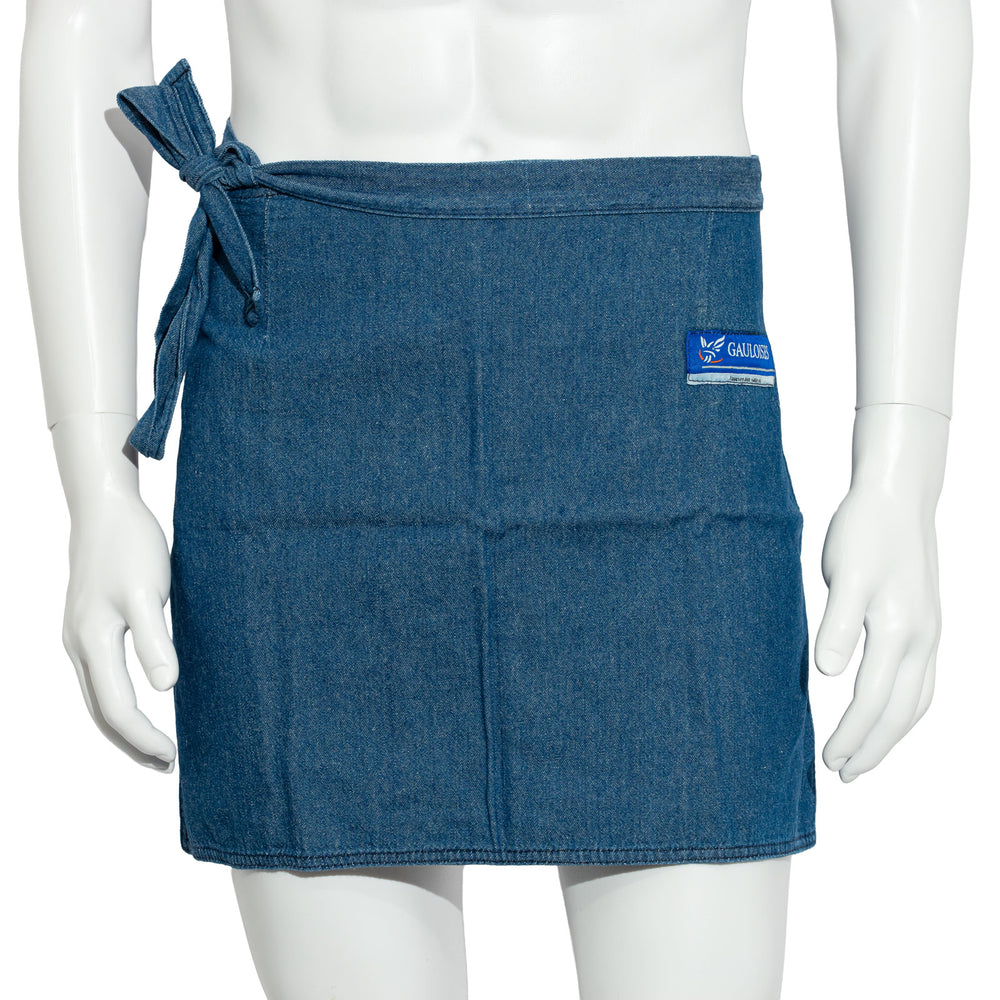 Tablier de serveur/de bistrot en coton bleu « effet jean », motif « Gauloises » (cigarettes), taille S, en verre