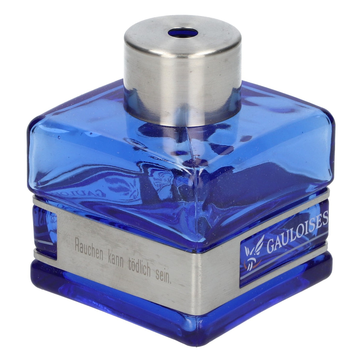 Gauloises cigarettes Saupoudreuse en verre véritable bleu avec insert en acier inoxydable – Vue 3