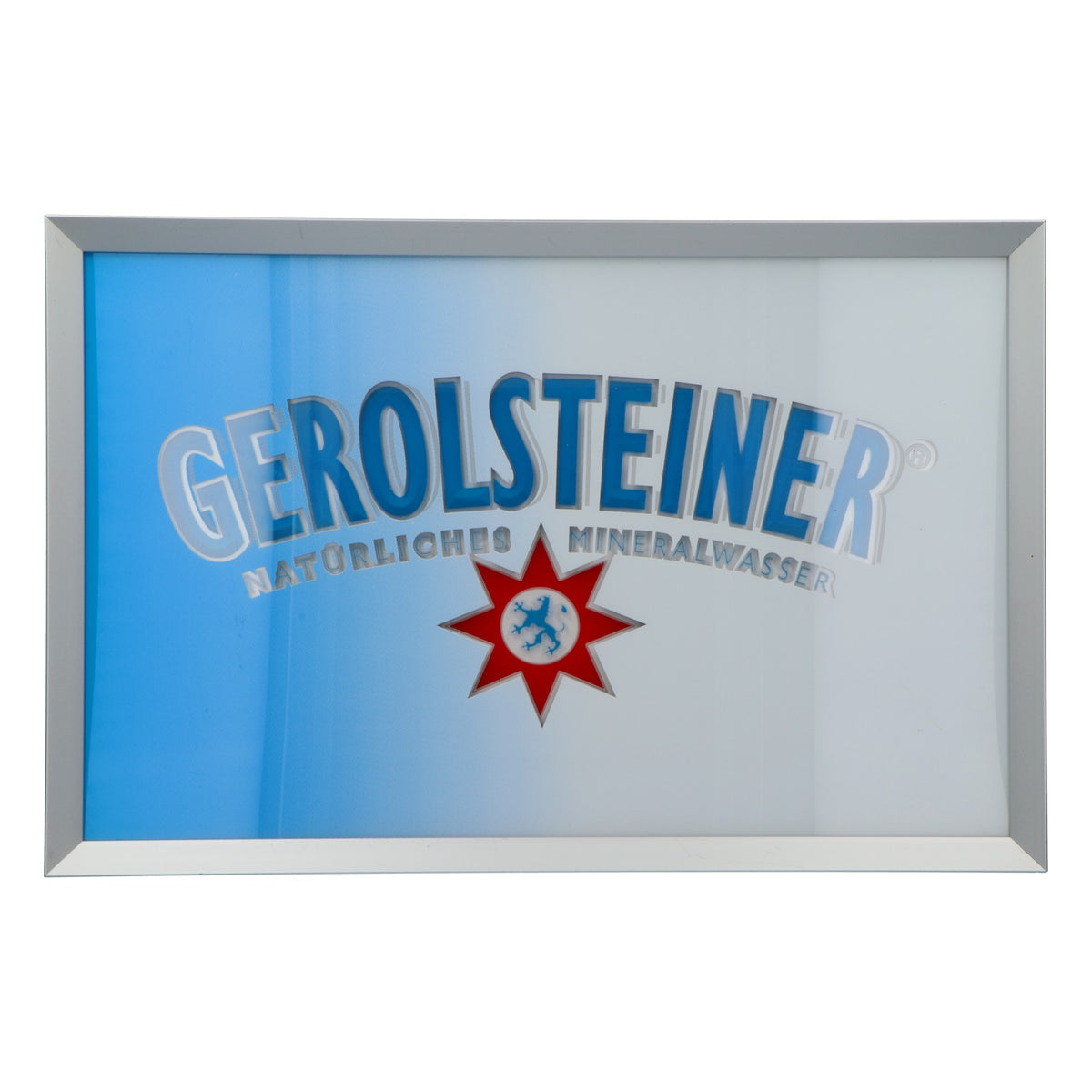 Cadre photo LED en aluminium Gerolsteiner, enseigne lumineuse, décoration de bar, 44 x 29 x 3 cm