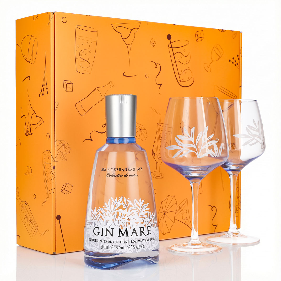 Coffret cadeau Gin Mare 0,7 l 42,7 % + verre ballon Copa I Orange