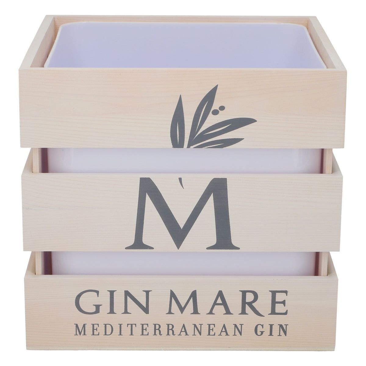 Gin Mare Gin, seau à glace, seau à bouteille, en bois, gin méditerranéen, nouveau, blanc, seau à champagne – Vue 2