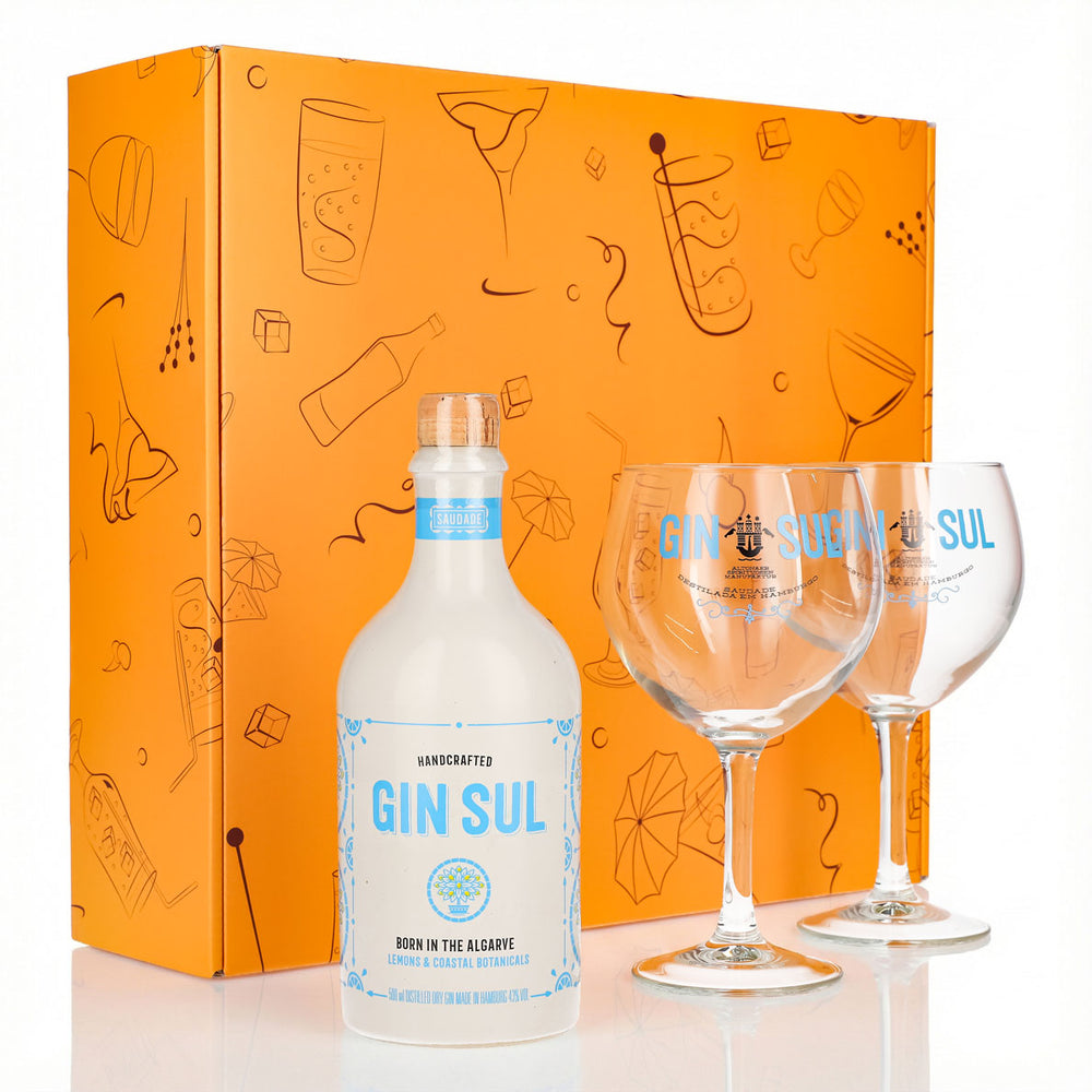 Coffret cadeau Gin Sul 0,5 l 43,5 % + verre ballon I Orange