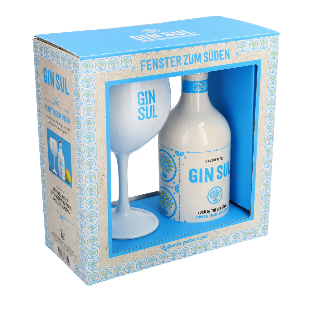 Coffret cadeau Gin Sul « Fenêtre sur le sud » 0,5 l 43 % vol. + 1 verre Copa 0,6 l