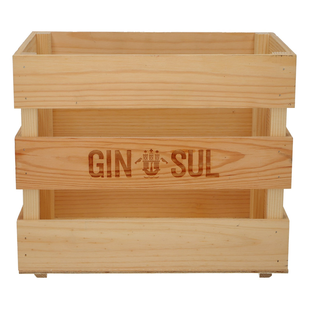 Caisse en bois Gin Sul pour 2 bouteilles de gin – Caisse en bois pour décoration de bar – Vue 2