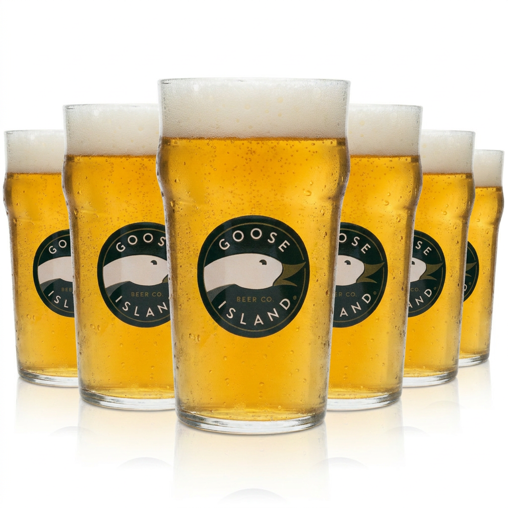 Lot de 6 verres à bière Goose Island, verre à pinte de 0,5 l, verre à bière artisanale Nonic IPA