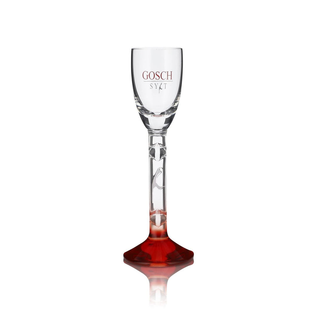 Gosch Glas 4 cl Sylt Aqvavit Set de verres Pied rouge Verre à liqueur Verre à schnaps Gastronomie