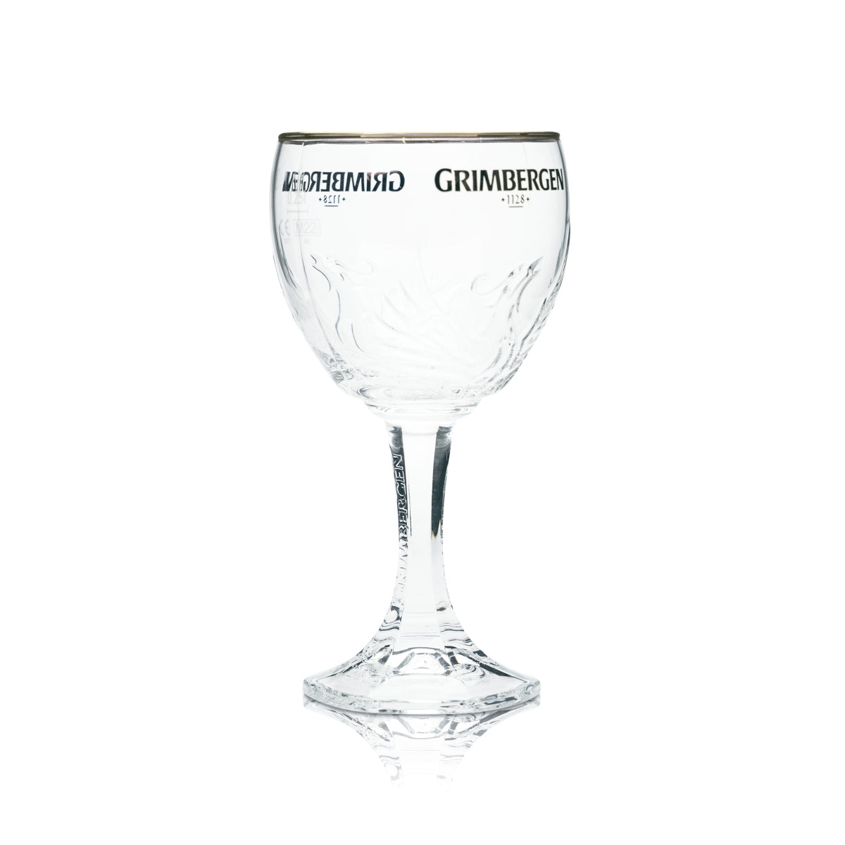 Verre à bière Grimbergen 0,25 l, forme calice, design Phoenix, verres Belgique Abbaye Beer