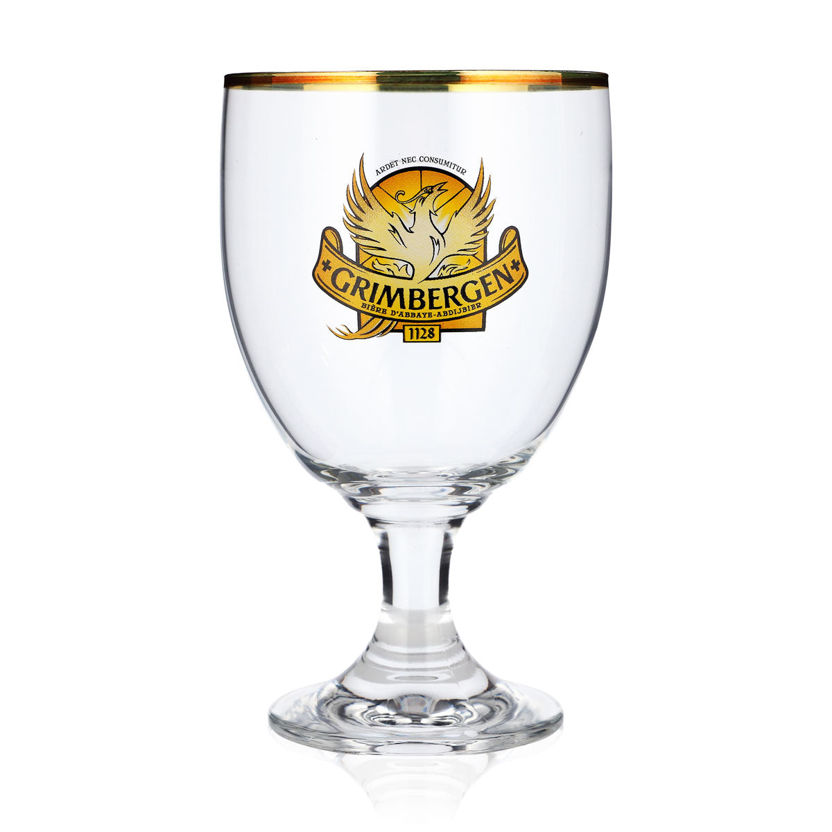 Verre à bière Grimbergen 0,5 l, forme de coupe, motif Phoenix, bord doré, Ritzenhoff