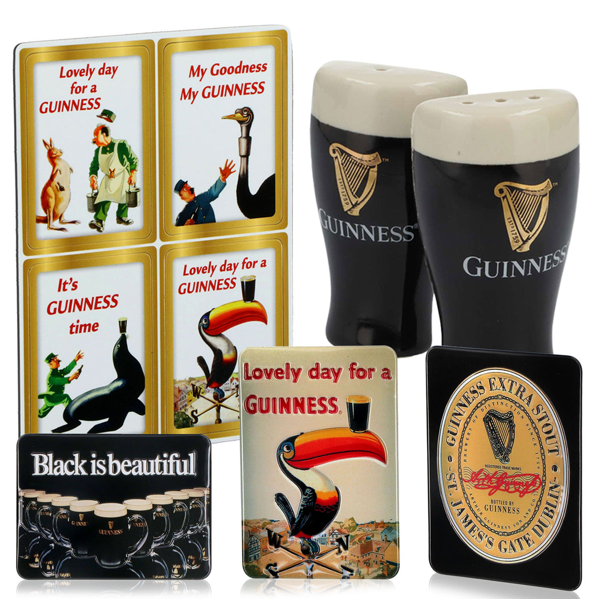 Ensemble de magnets pour réfrigérateur Guinness Beer Kitchen Bundle Set  Salière et poivrière