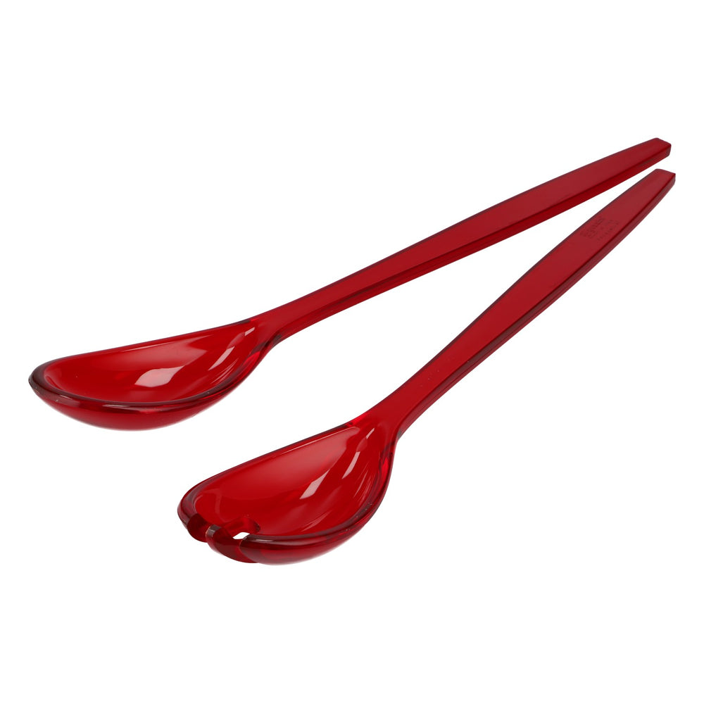 Ensemble de couverts à salade Guzzini, 2 pièces, rouge transparent, couverts de service, cuisine, design