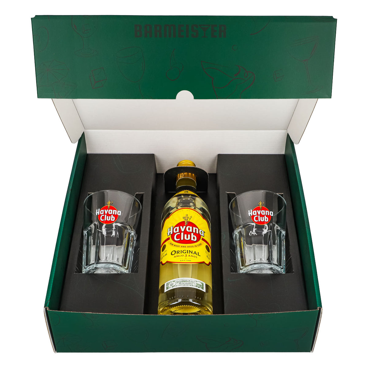 Havana Club Geschenkset 0,7l Flasche 37,5 % Vol. + Longdrink Gläser–grün – Ansicht 2