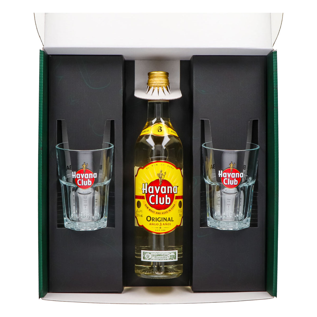 Havana Club Geschenkset 0,7l Flasche 37,5 % Vol. + Longdrink Gläser–grün – Ansicht 3