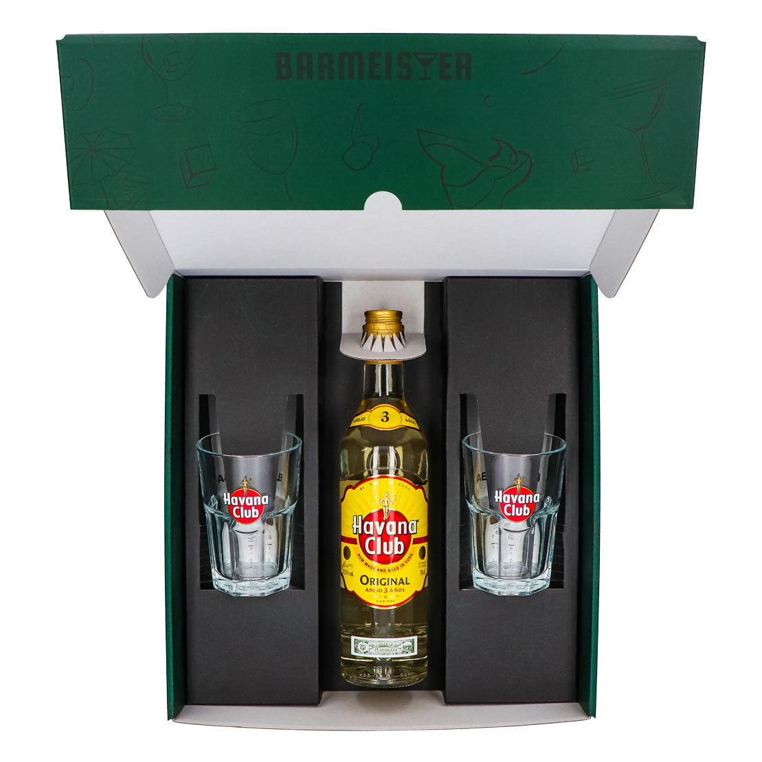 Havana Club Geschenkset 0,7l Flasche 37,5 % Vol. + Longdrink Gläser–grün – Ansicht 5