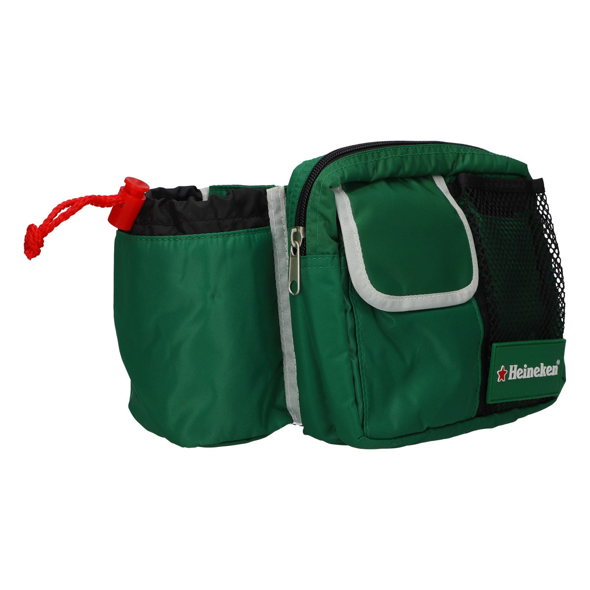 Sac banane Heineken vert avec compartiment pour canettes et bouteilles, sac de bière d'extérieur en polyester – Vue 2